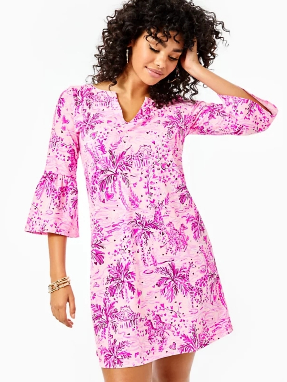 Lilly Pulitzer Tosha Pink Blossom Wild About You Cotton Dress Size XL